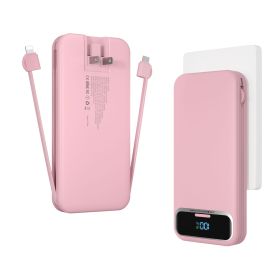 12000mAh Portable Charger Power Bank With Built In Cables (Color: Pink)
