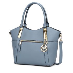 MKF Collection Janise Solid Tote Handbag Women by Mia K (Material: Vegan Leather, Color: Denim)