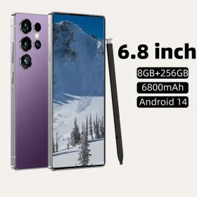 8+256GB Unlocked Smartphone, 6.8" HD+ Display, I25 5G Ultra Unlocked Phone, Built in Pen, 6000mAh Battery /Face ID+Fingerprint Lock/Dual SIM (Color: Purple)