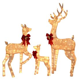 3-Piece Lighted Christmas Reindeer Family Set Outdoor Decorations (Default: default title)