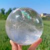 1pc Large White Quartz Crystal Ball - Clear Sphere with Natural Inclusions, for Home Decor, Spiritual Meditation, Feng Shui, Photography, Witchcraft