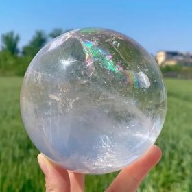 1pc Large White Quartz Crystal Ball - Clear Sphere with Natural Inclusions, for Home Decor, Spiritual Meditation, Feng Shui, Photography, Witchcraft (size: 8-9cm)