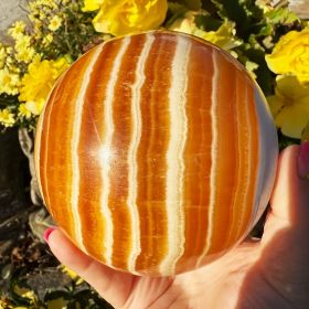 1pc Orange Calcite Crystal Ball, Yellow Calcite Sphere, Accessories suitable for banquets and tables - are a good choice for gifts to elders (size: 7-8cm)