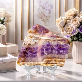 1pc Unique Amethyst Agate Slice - Home & Office Desktop Decoration, Crystal Collection, Perfect Gift for Crystal Lovers (weight: 300-400g)