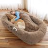 Human Dog Bed, Large Size Fits You and Pets, Washable Faux Fur Dog Bed for People Doze Off, Napping Orthopedic Dog Bed, Present Plump Pillow, Blanket