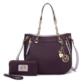 MKF Collection Lina Tote Handbag with Wristlet Wallet Vegan Leather Crossover Women's Purse by Mia K (Material: Vegan Leather, Color: Purple Lilac)