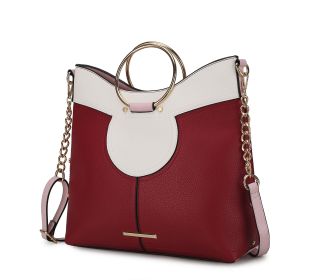 MKF Collection Kylie Top Handle Satchel Handbag Vegan Leather Women by Mia k (Material: Vegan Leather, Color: Wine)