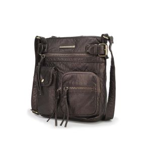 MKF Collection Vintage Stiella Shoulder Handbag by Mia K. (Material: Vegan Leather, Color: PEWTER)