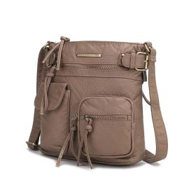 MKF Collection Vintage Stiella Shoulder Handbag by Mia K. (Material: Vegan Leather, Color: Taupe)