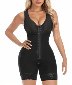 Fajas Colombianas Shapewear for Women Tummy Control Post Surgery Full Body Shaper Butt Lifter with Zipper Crotch skimsbodysuits solleonnewfajascurve e (Color: Black, size: XXXL)