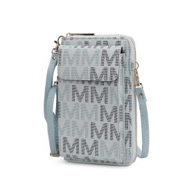 MKF Collection Cossetta Cell Phone Crossbody Wristlet Handbag Vegan Leather Versatile Multi-Use Phone Holder by Mia K (Material: Vegan Leather, Color: Light Blue)