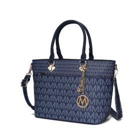 MKF Collection Yonah Tote Signature Printed Vegan Leather by Mia K (Material: Vegan Leather, Color: Navy)