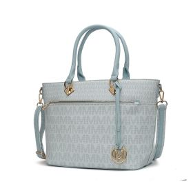 MKF Collection Yonah Tote Signature Printed Vegan Leather by Mia K (Material: Vegan Leather, Color: Light Blue)