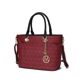 MKF Collection Yonah Tote Signature Printed Vegan Leather by Mia K (Material: Vegan Leather, Color: Burgundy)