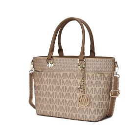 MKF Collection Yonah Tote Signature Printed Vegan Leather by Mia K (Material: Vegan Leather, Color: Beige)
