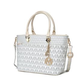 MKF Collection Yonah Tote Signature Printed Vegan Leather by Mia K (Material: Vegan Leather, Color: White)