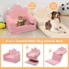 Tiara-Shaped Convertible Dog Bed And Sofa - 22.8"×18.8"×15.7" - 2-in-1 Luxurious Pet Bed With Plush Cushion And Machine-Washable Cover
