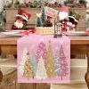 Christmas Table Runner 13x72 Inch, Xmas Trees Snowflakes Winter Holiday Decorative Farmhouse Table Decorations for Kitchen Dinning
