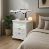 Nightstand with lockable wheels, multiple storage drawers, with USB, living room.