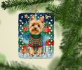 Yorkshire Terrier Yorkie Christmas Porcelain Ornament Christmas Tree Hanging Decorations for Home Christmas Holiday, Rectangle, Gift, Multicolor