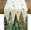 Christmas Table Runner 13x90 Inch, Xmas Trees Snowflakes Holiday Decorative Farmhouse Table Decoration for Kitchen Dinning