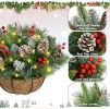 Outdoor Christmas Porch Decorations, Christmas Hanging Baskets with Lights for Outdoors