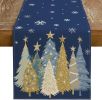 Christmas Table Runner 13x90 Inch, Xmas Trees Snowflakes Holiday Decorative Farmhouse Table Decoration for Kitchen Dinning