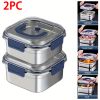 Yakimoto 2/4/6/8/10 PCS Extra-Large Stainless Steel Food Storage Containers With Blue Lids - Deep Design, Airtight Seal